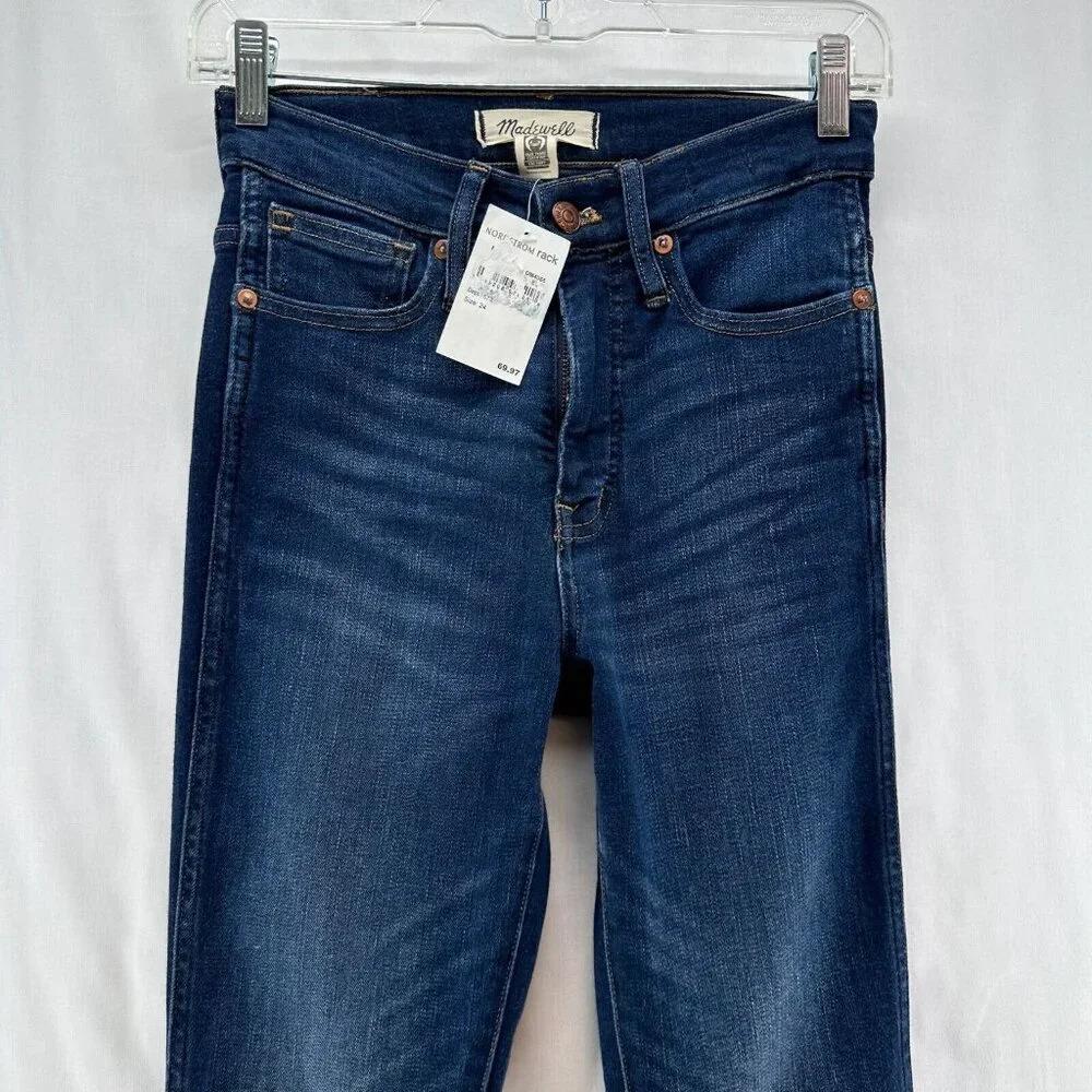 Madewell Jeans Womens Sz 24 10" High Rise Skinny Dark Washed Stretch Denim Blue - Picture 3 of 12
